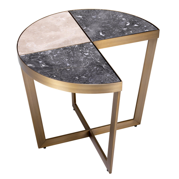Side Table Turino Brushed Brass Finish Grey Marble Furniture Eichholtz