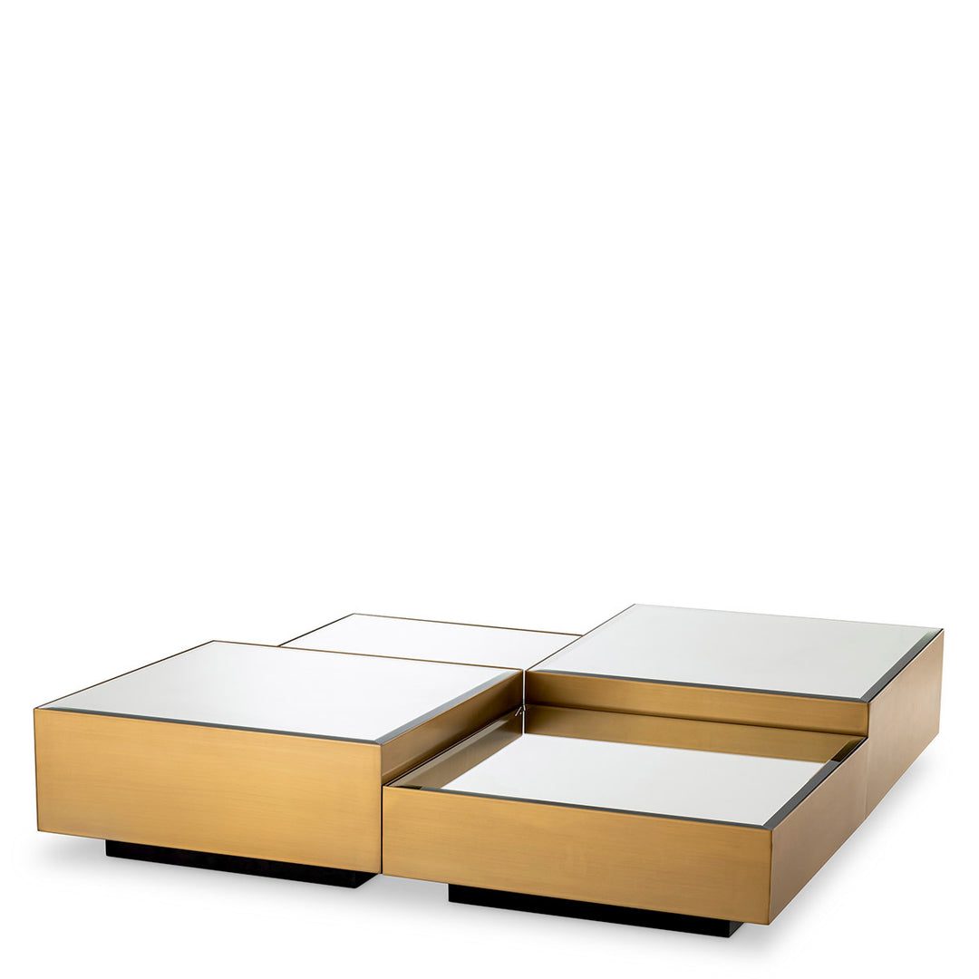 Coffee Table Esposito Set Of 4 Brushed Brass Finish Bevelled Mirror Glass Coffee Tables Eichholtz