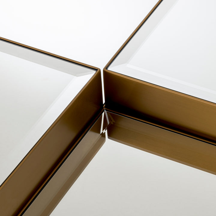Coffee Table Esposito Set Of 4 Brushed Brass Finish Bevelled Mirror Glass Furniture Eichholtz