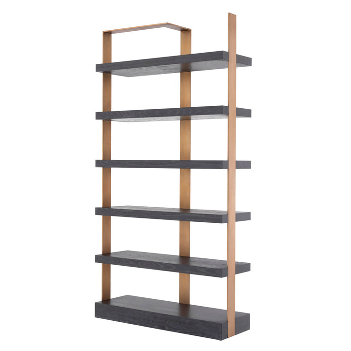 Cabinet Geo Charcoal Grey Crown Oak Veneer Brushed Brass Finish Furniture Eichholtz