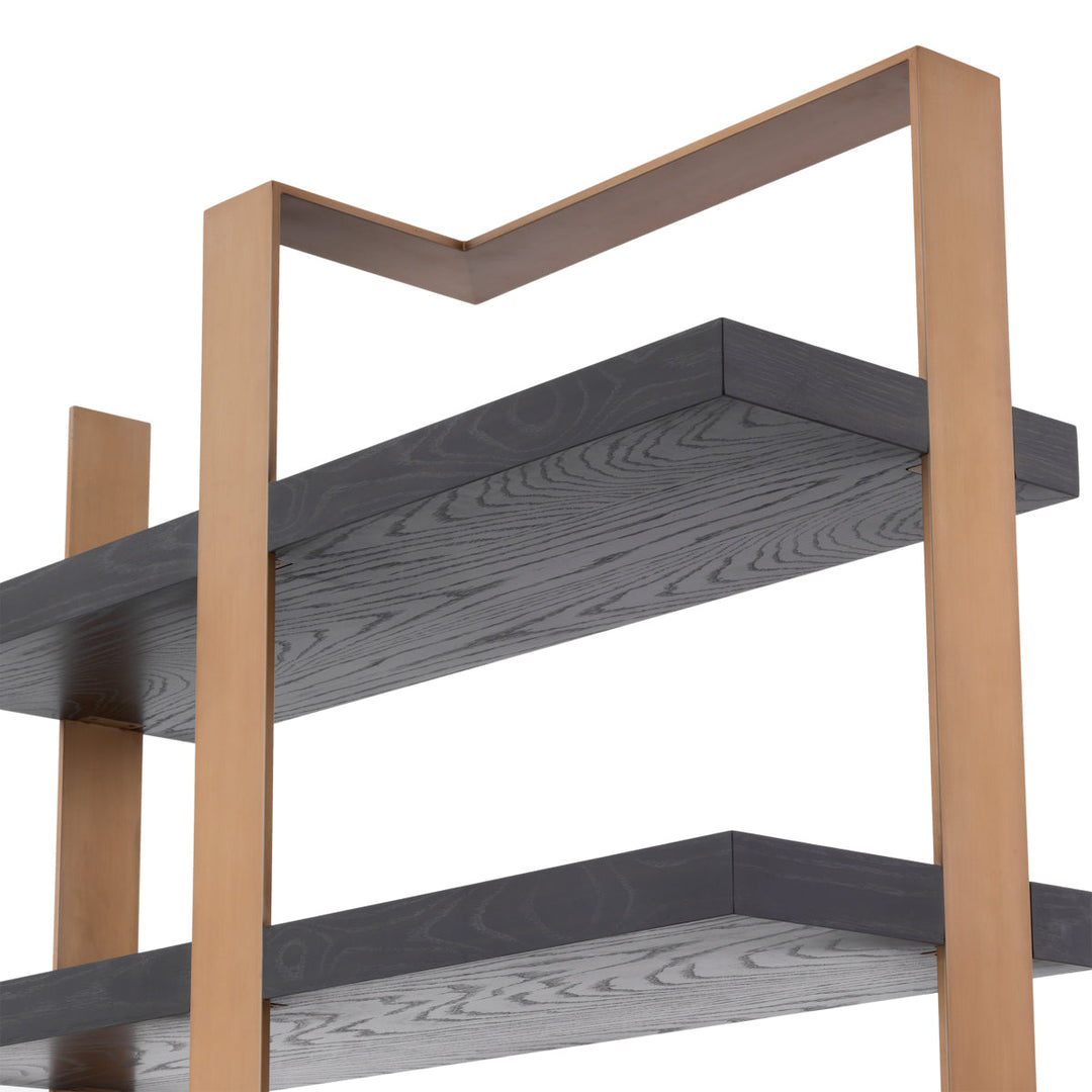 Cabinet Geo Charcoal Grey Crown Oak Veneer Brushed Brass Finish Furniture Eichholtz
