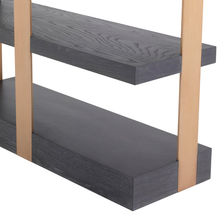 Cabinet Geo Charcoal Grey Crown Oak Veneer Brushed Brass Finish Furniture Eichholtz