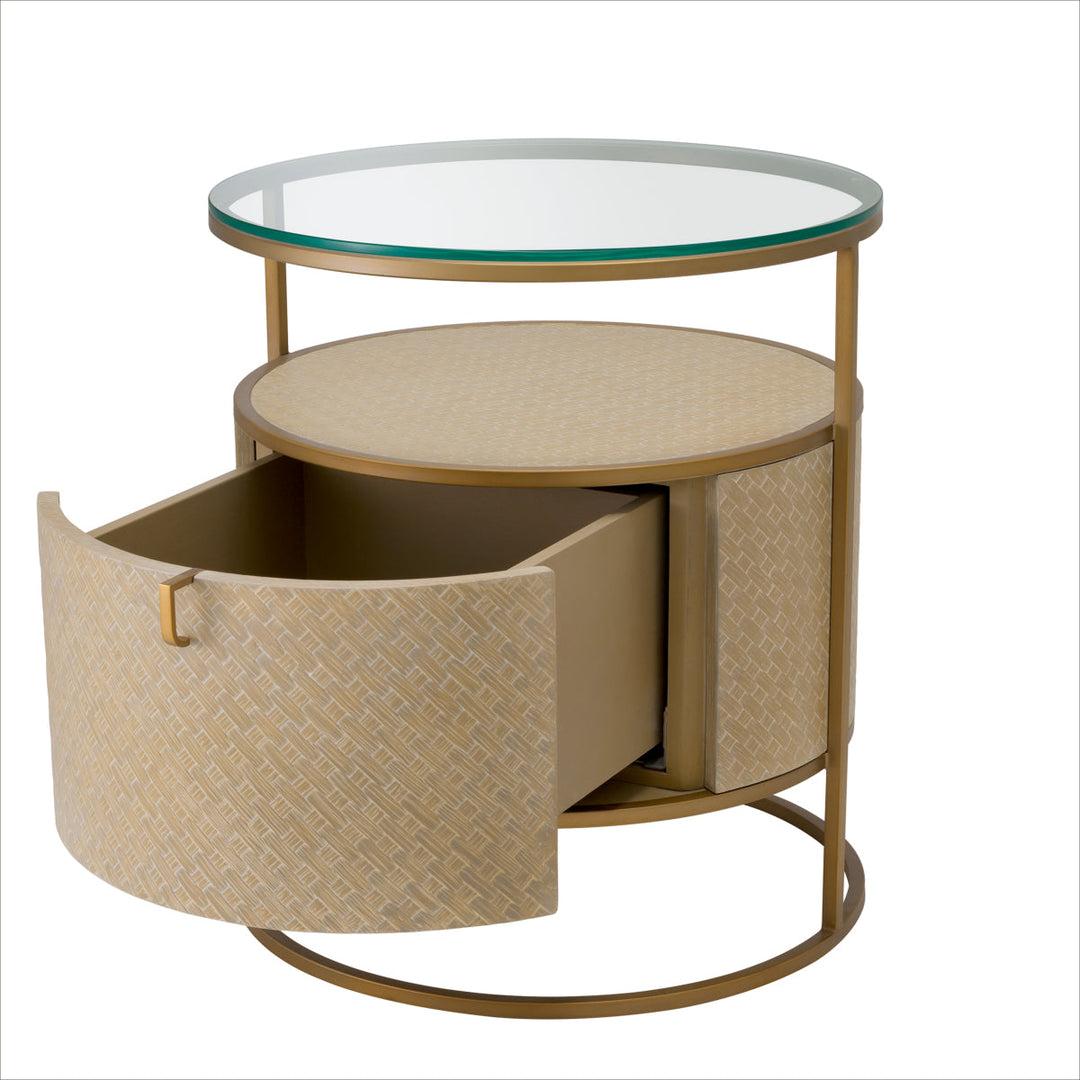 Nightstand Napa Valley Woven Washed Oak Veneer Bedroom Eichholtz