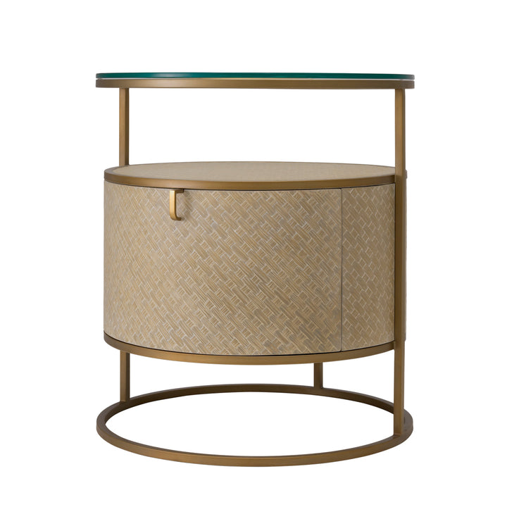 Nightstand Napa Valley Woven Washed Oak Veneer Bedroom Eichholtz