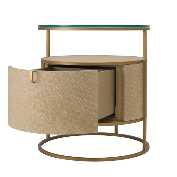 Nightstand Napa Valley Woven Washed Oak Veneer Bedroom Eichholtz