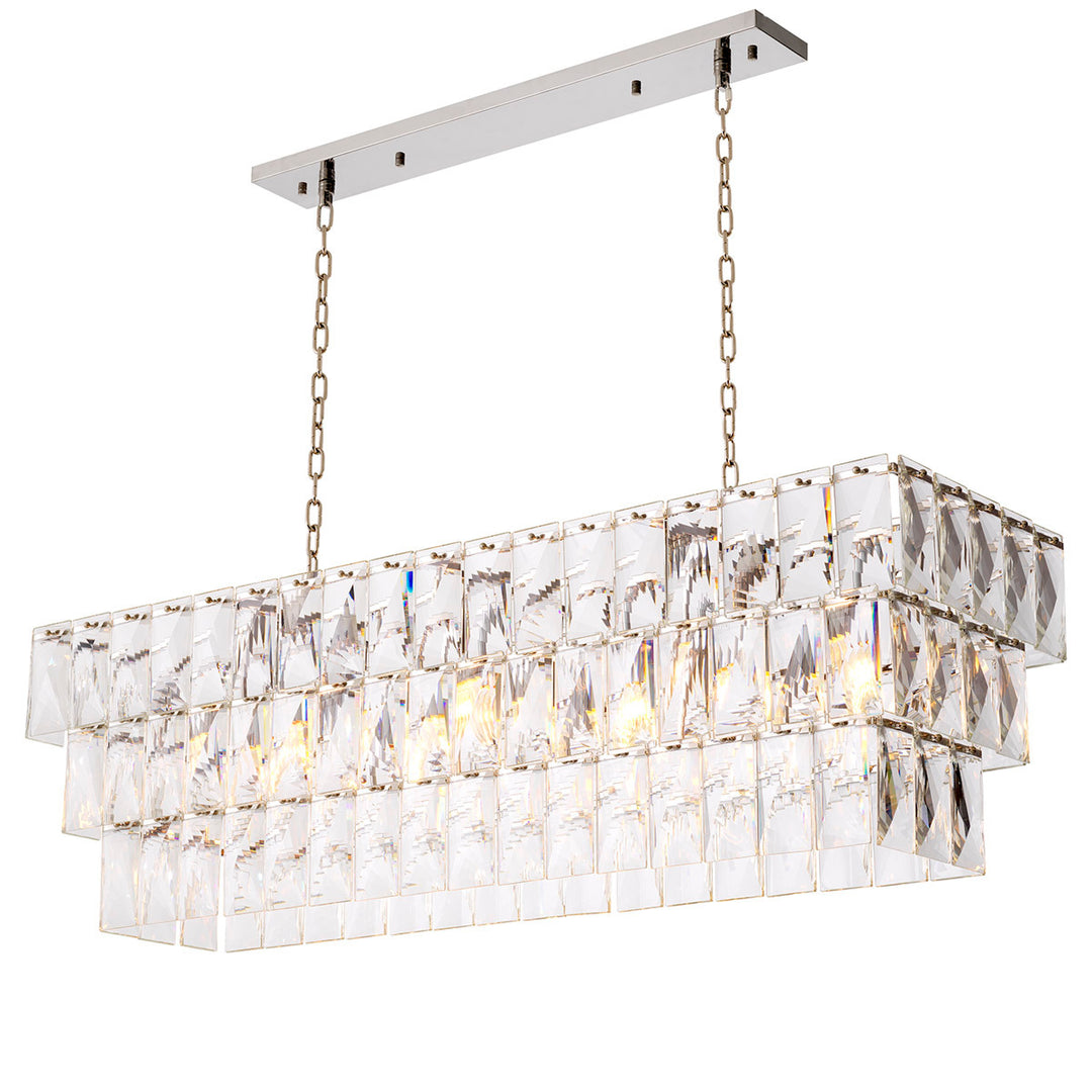 Chandelier Amazone Rectangular Nickel Finish Crystal Glass Lighting Eichholtz