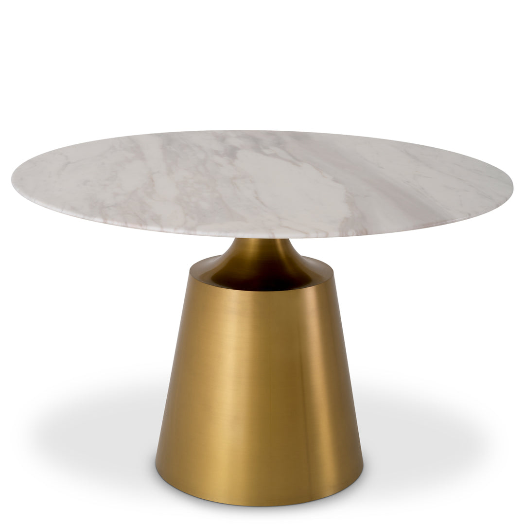 Dining Table Nathan Brushed Brass Finish White Volakas Marble Furniture Eichholtz
