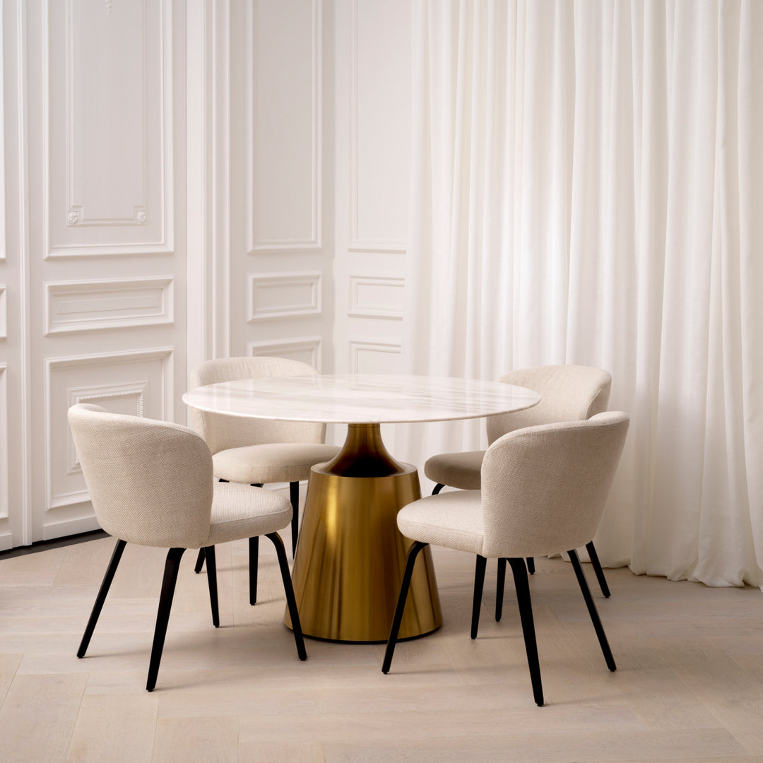 Dining Table Nathan Brushed Brass Finish White Volakas Marble Furniture Eichholtz