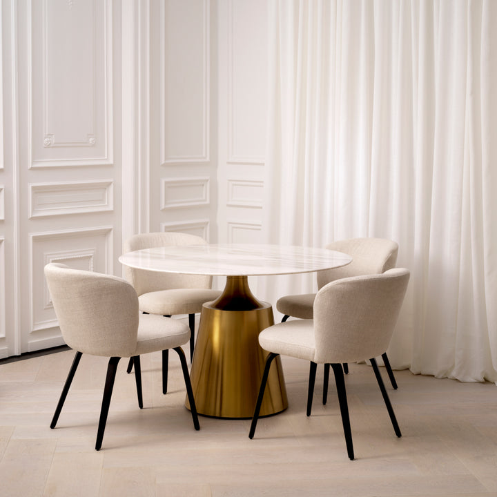 Dining Table Nathan Brushed Brass Finish White Volakas Marble Furniture Eichholtz