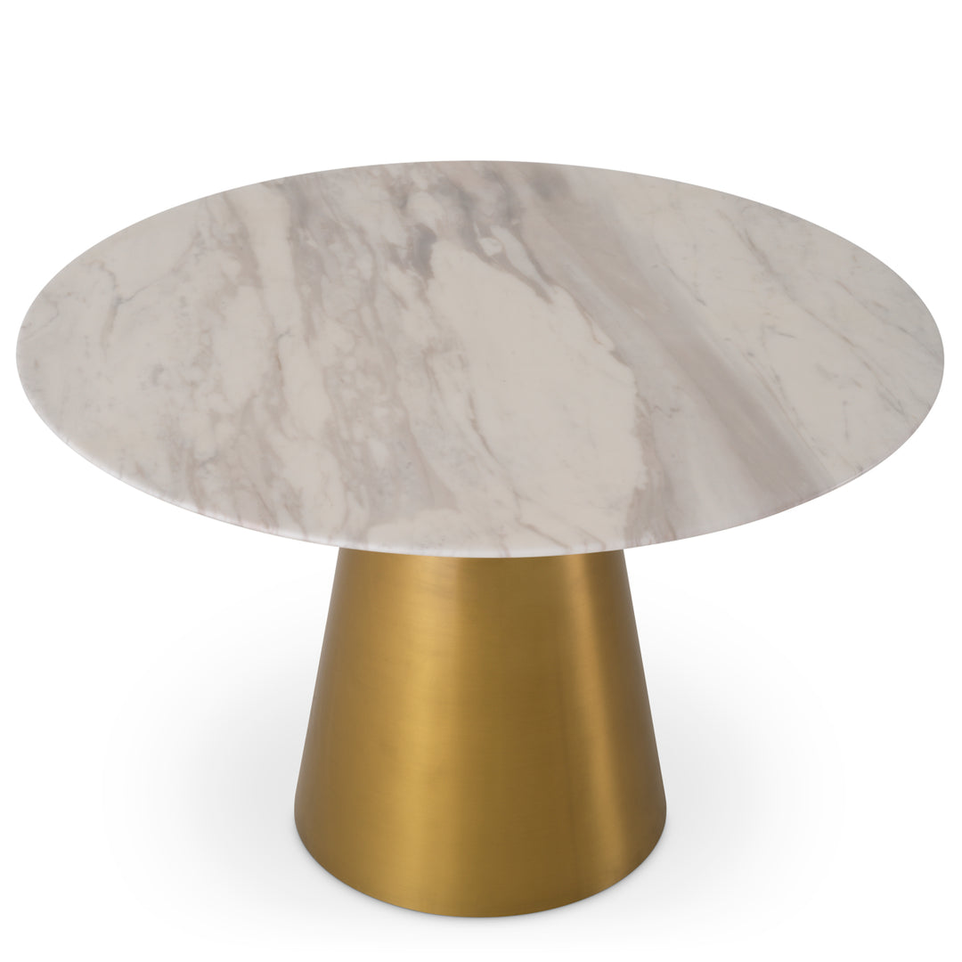 Dining Table Nathan Brushed Brass Finish White Volakas Marble Furniture Eichholtz