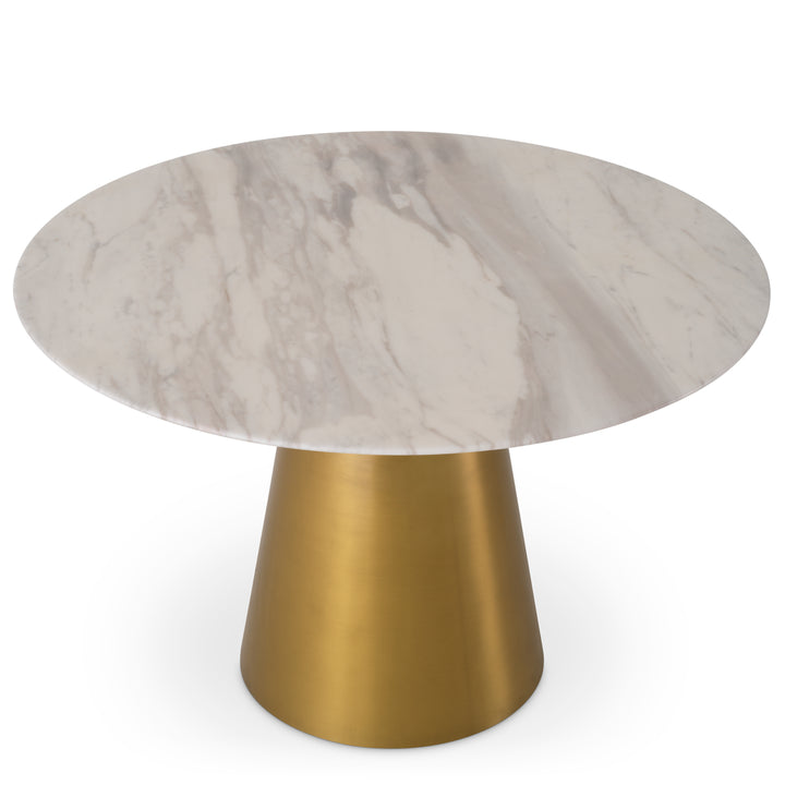 Dining Table Nathan Brushed Brass Finish White Volakas Marble Furniture Eichholtz