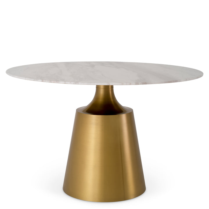 Dining Table Nathan Brushed Brass Finish White Volakas Marble Furniture Eichholtz