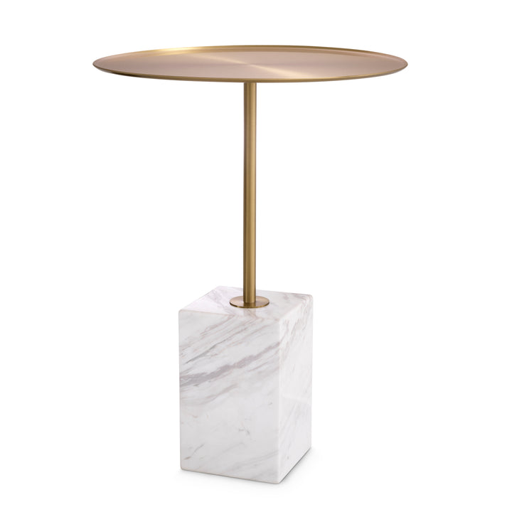 Side Table Cole Brushed Brass Finish White Marble Furniture Eichholtz