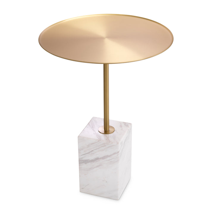 Side Table Cole Brushed Brass Finish White Marble Furniture Eichholtz