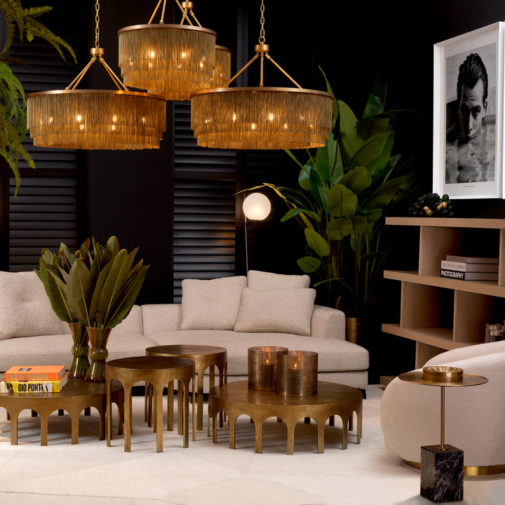 Side Table Cole Brushed Brass Finish Black Marble Furniture Eichholtz