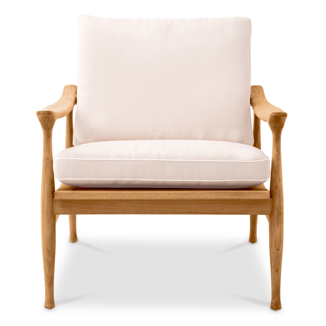 Outdoor Chair Manzo Natural Teak Flores Off-White Outdoor Eichholtz