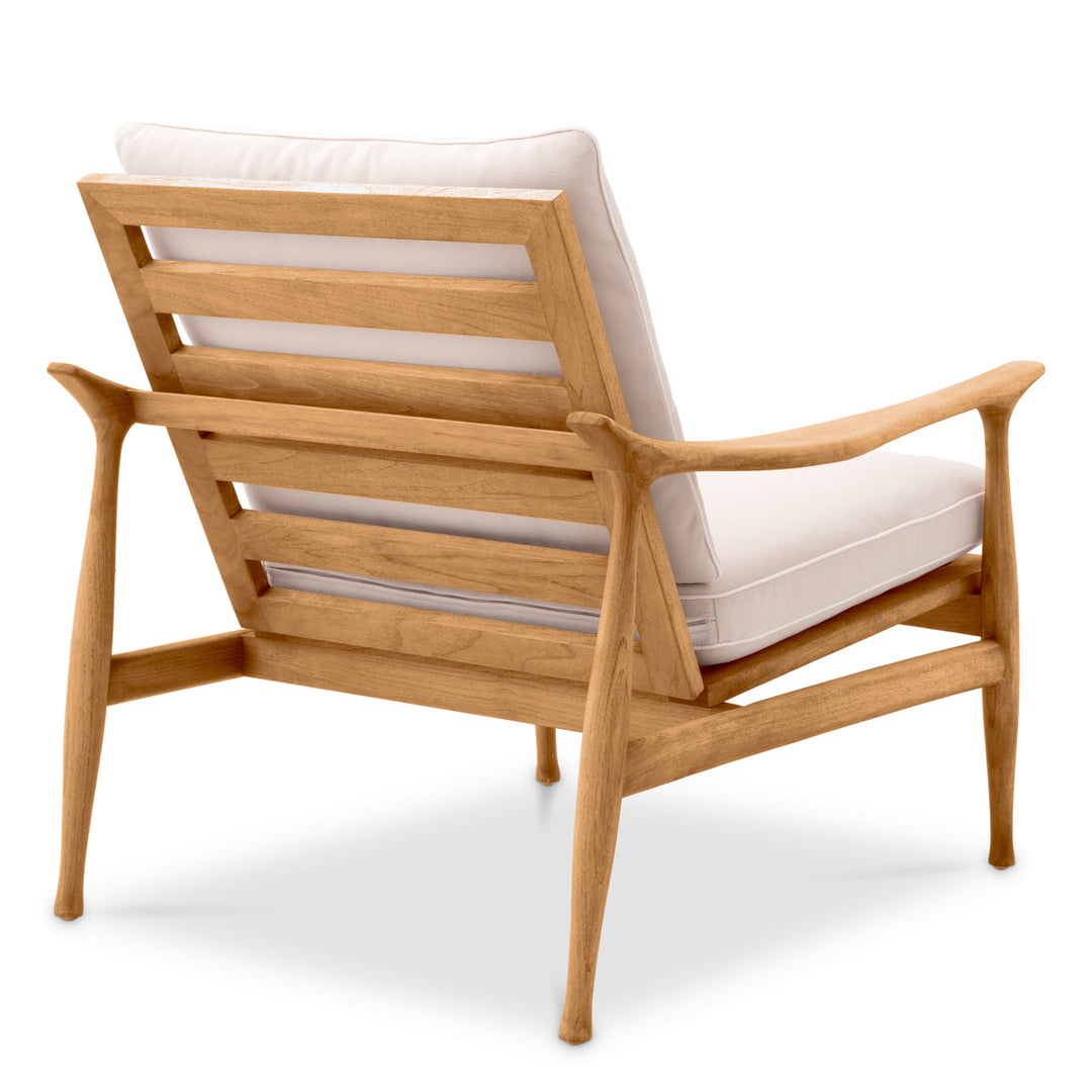 Outdoor Chair Manzo Natural Teak Flores Off-White Outdoor Eichholtz
