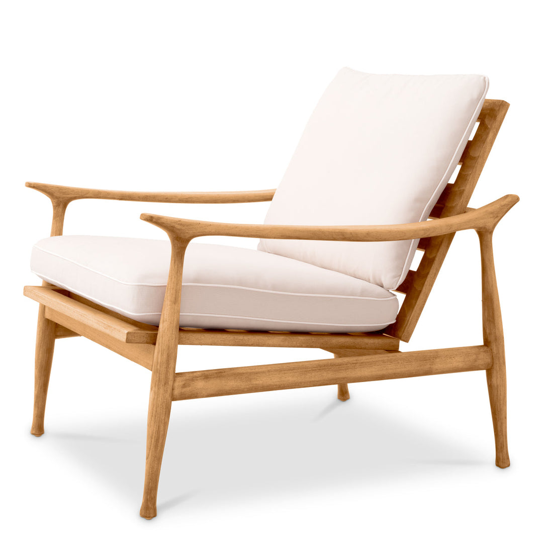 Outdoor Chair Manzo Natural Teak Flores Off-White Outdoor Eichholtz