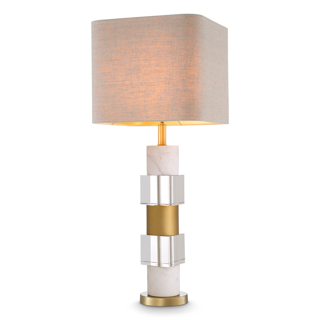 Table Lamp Cullingham Antique Brass Finish White Marble Lighting Eichholtz