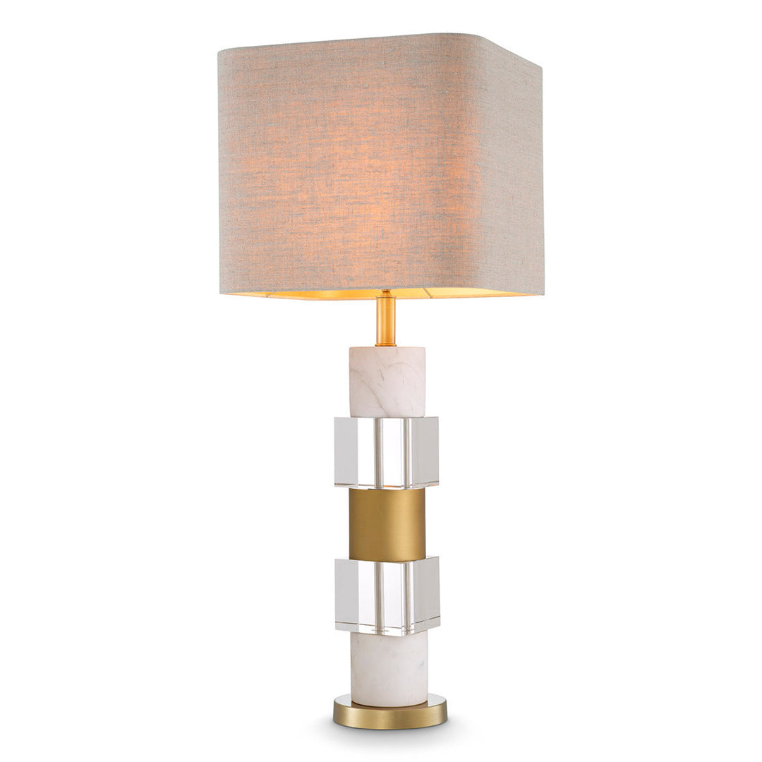 Table Lamp Cullingham Antique Brass Finish White Marble Lighting Eichholtz