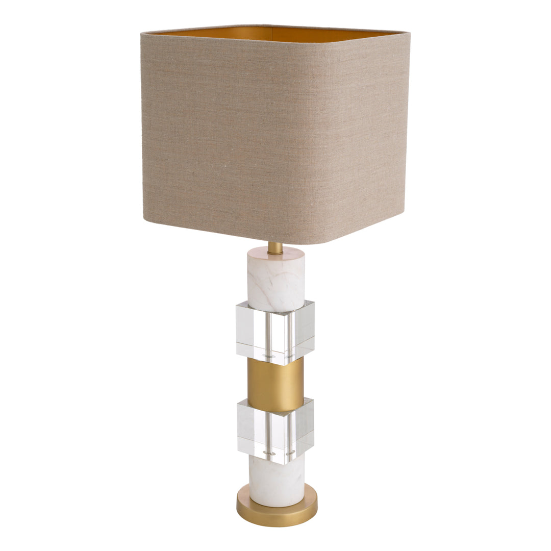 Table Lamp Cullingham Antique Brass Finish White Marble Lighting Eichholtz