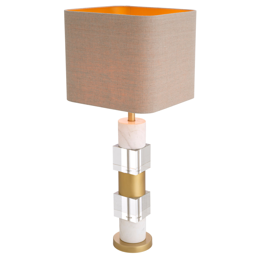 Table Lamp Cullingham Antique Brass Finish White Marble Lighting Eichholtz