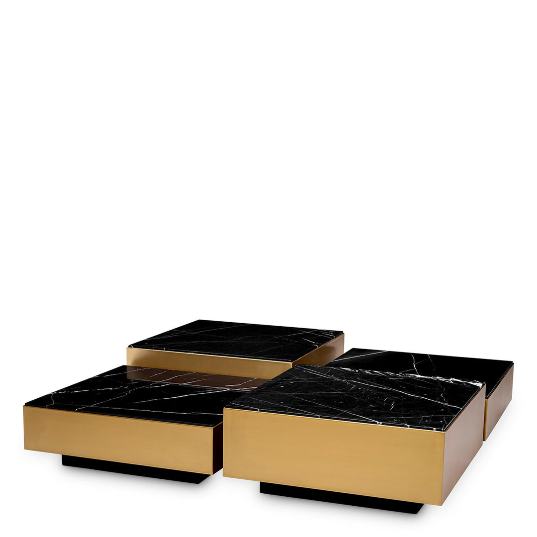 Coffee Table Esposito Set Of 4 Brushed Brass Finish Honed Black Marble Coffee Tables Eichholtz