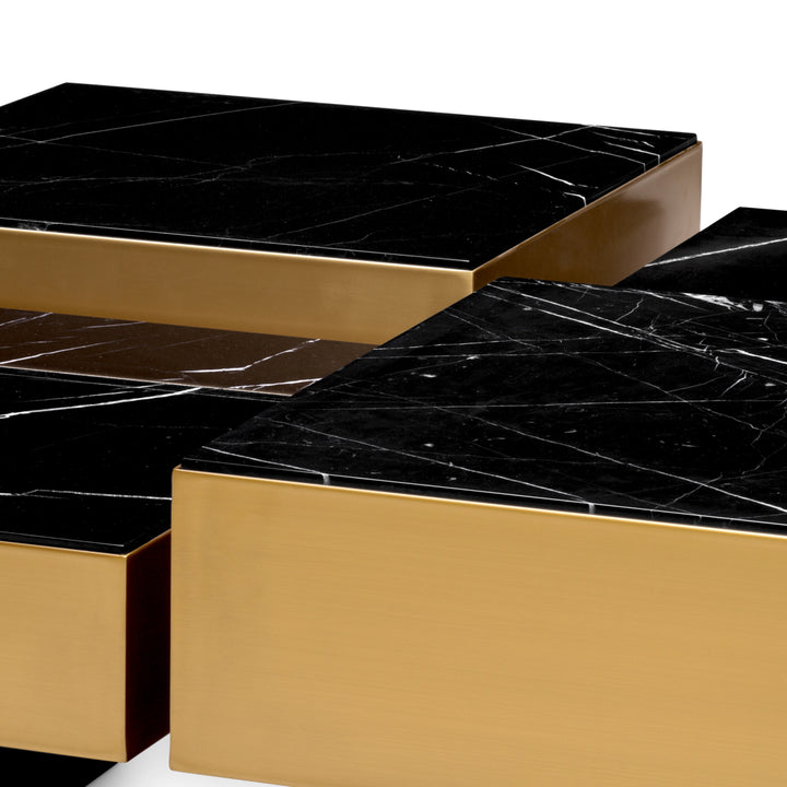 Coffee Table Esposito Set Of 4 Brushed Brass Finish Honed Black Marble Furniture Eichholtz