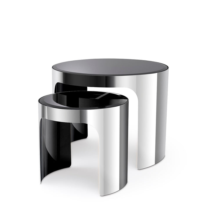 Side Table Piemonte Set Of 2 Polished Stainless Steel Furniture Eichholtz