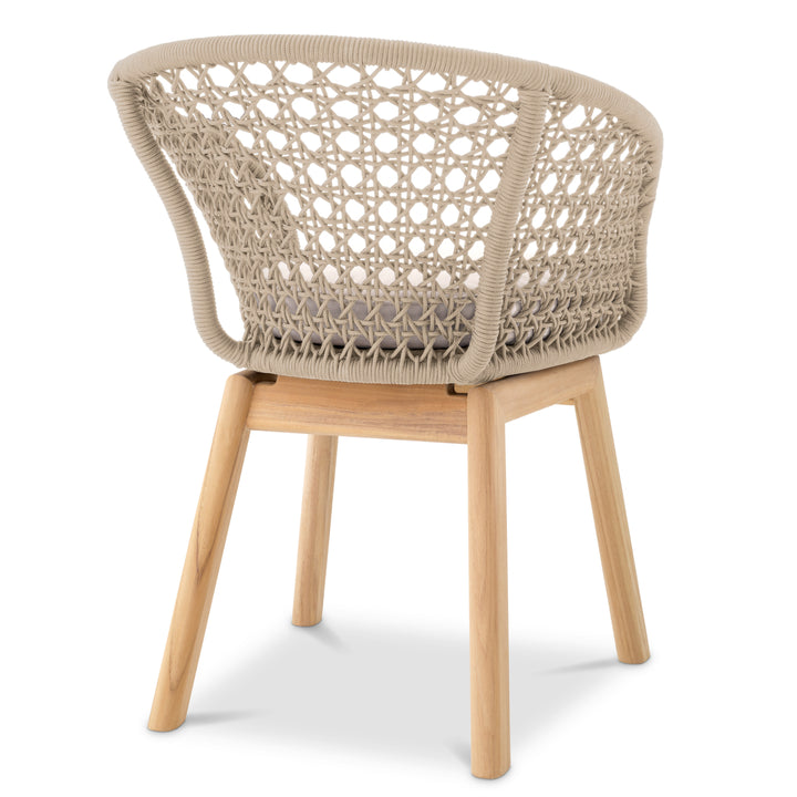 Outdoor Dining Chair Trinity Flores Off-White Natural Teak Cream Rope Outdoor Eichholtz