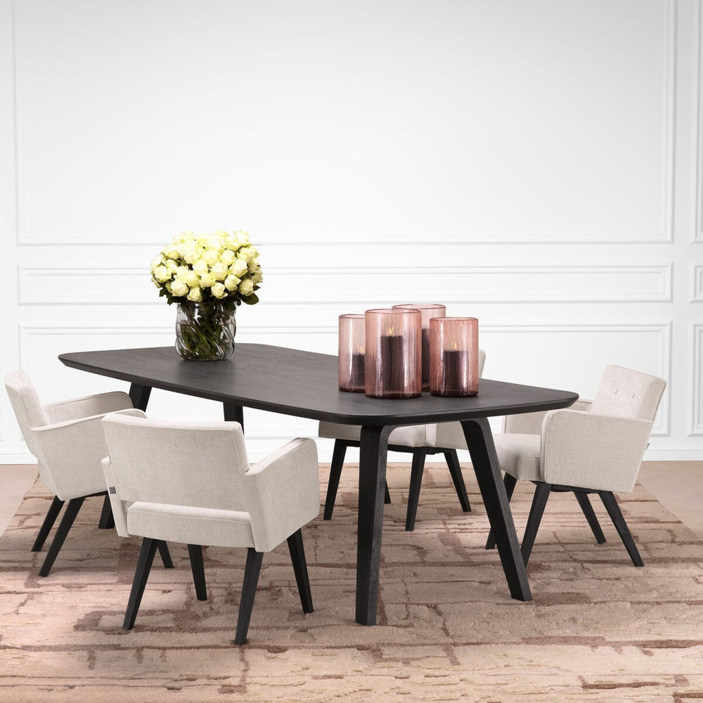 Dining Table Glover Charcoal Grey Oak Veneer Tables Eichholtz