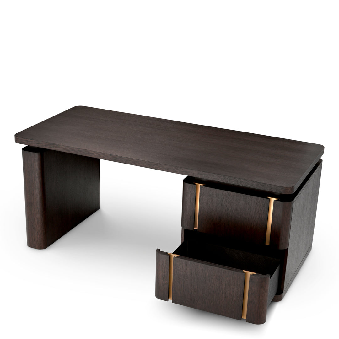 Desk Modesto Mocha Oak Veneer Tables Eichholtz