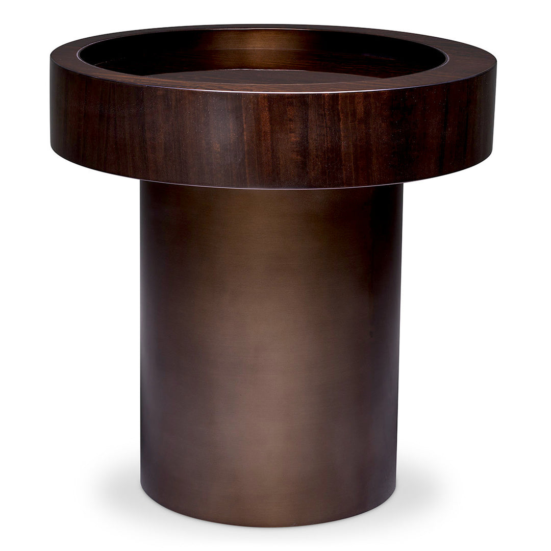 Side Table Otus Round Eucalyptus High Gloss Veneer Tables Eichholtz