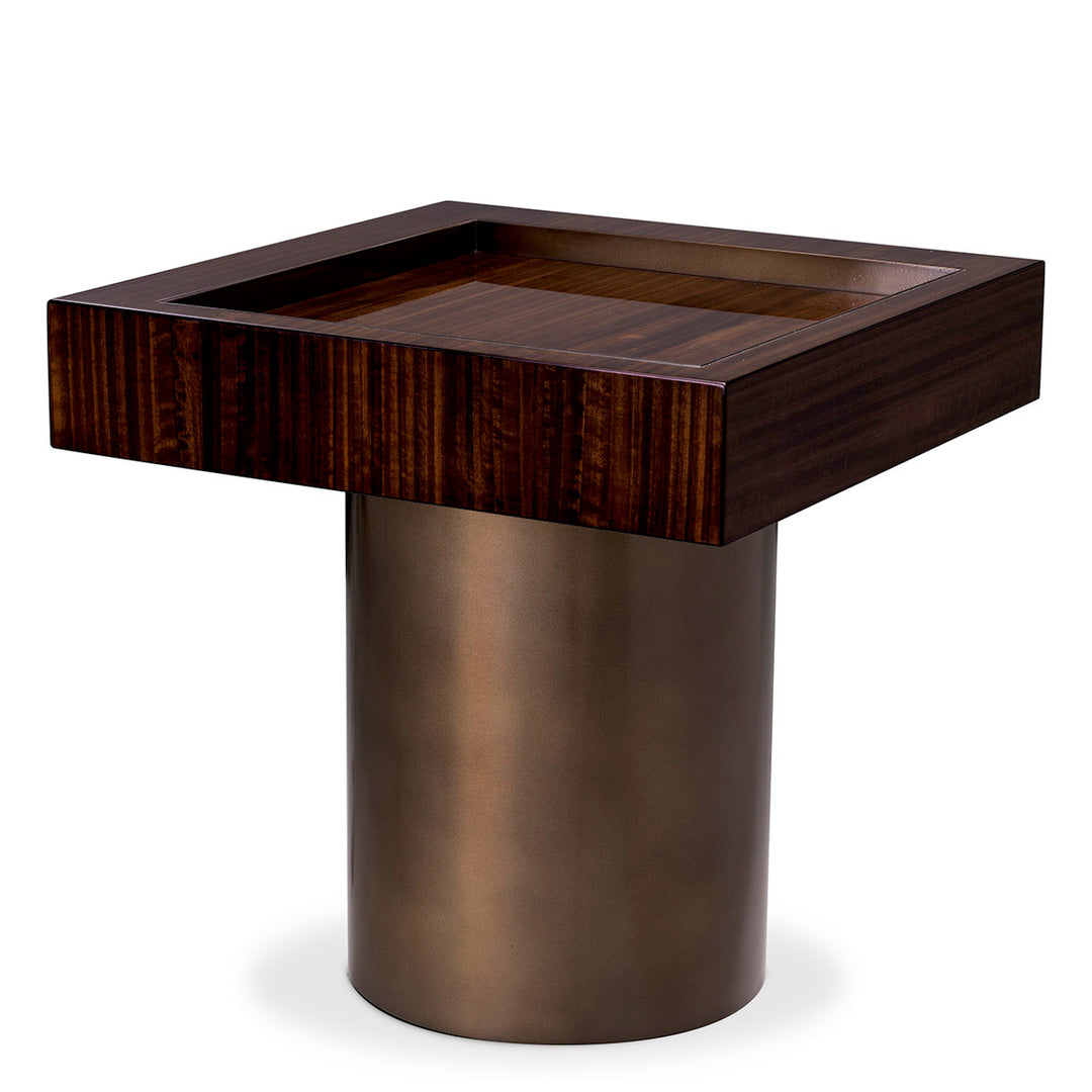Side Table Otus Square Eucalyptus High Gloss Veneer Tables Eichholtz