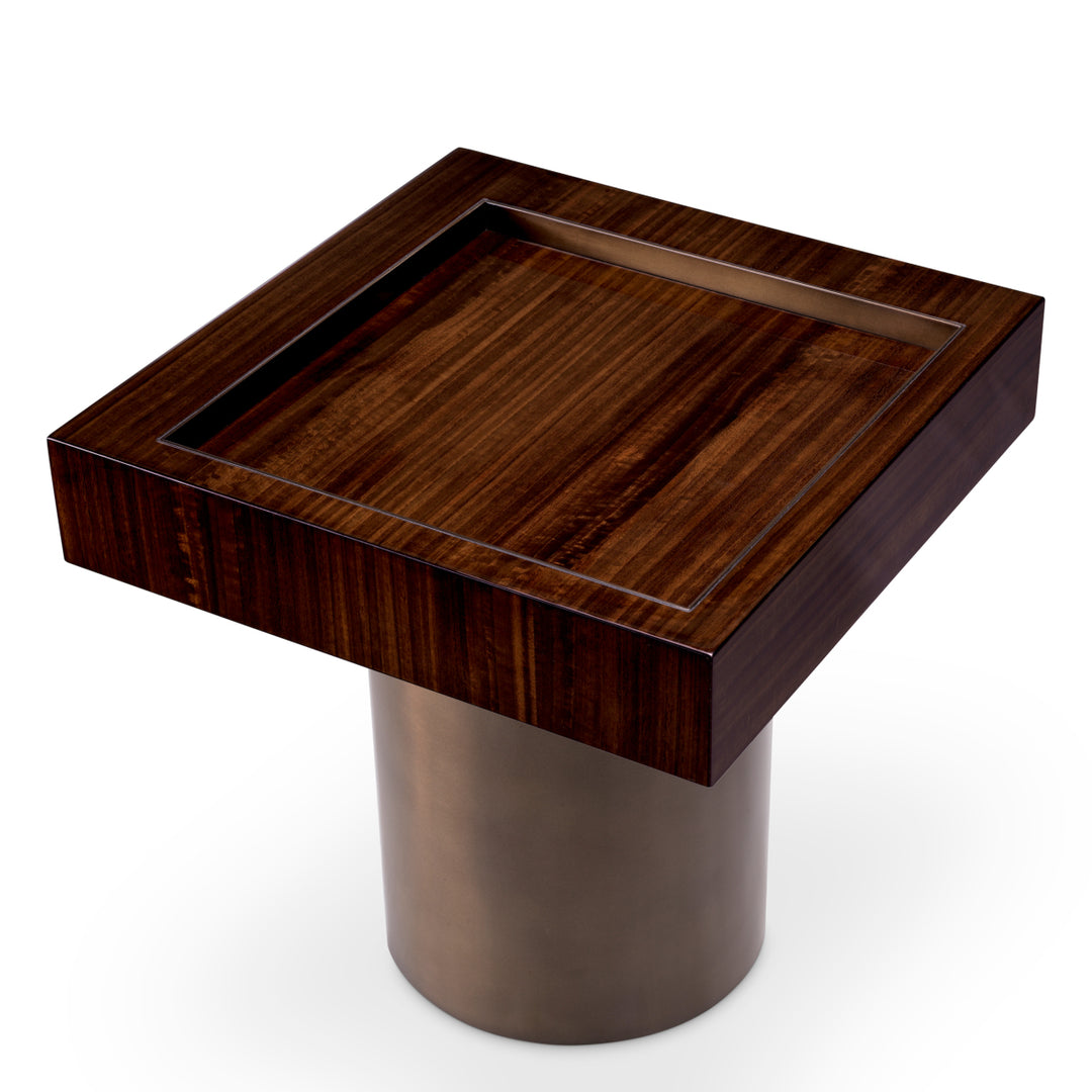 Side Table Otus Square Eucalyptus High Gloss Veneer Tables Eichholtz