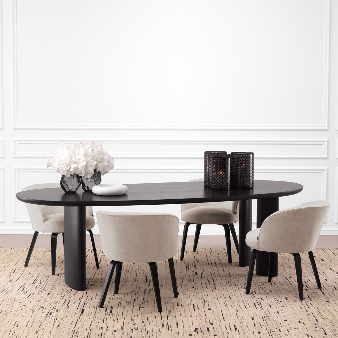 Dining Table Lindner Black Veneer Tables Eichholtz