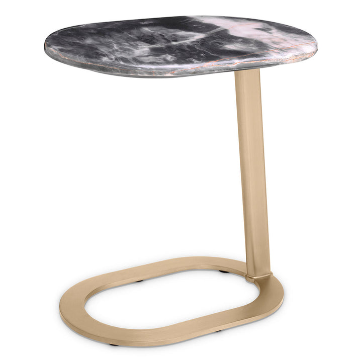 Side Table Oyo Brushed Brass Finish Black Marble Top Furniture Eichholtz