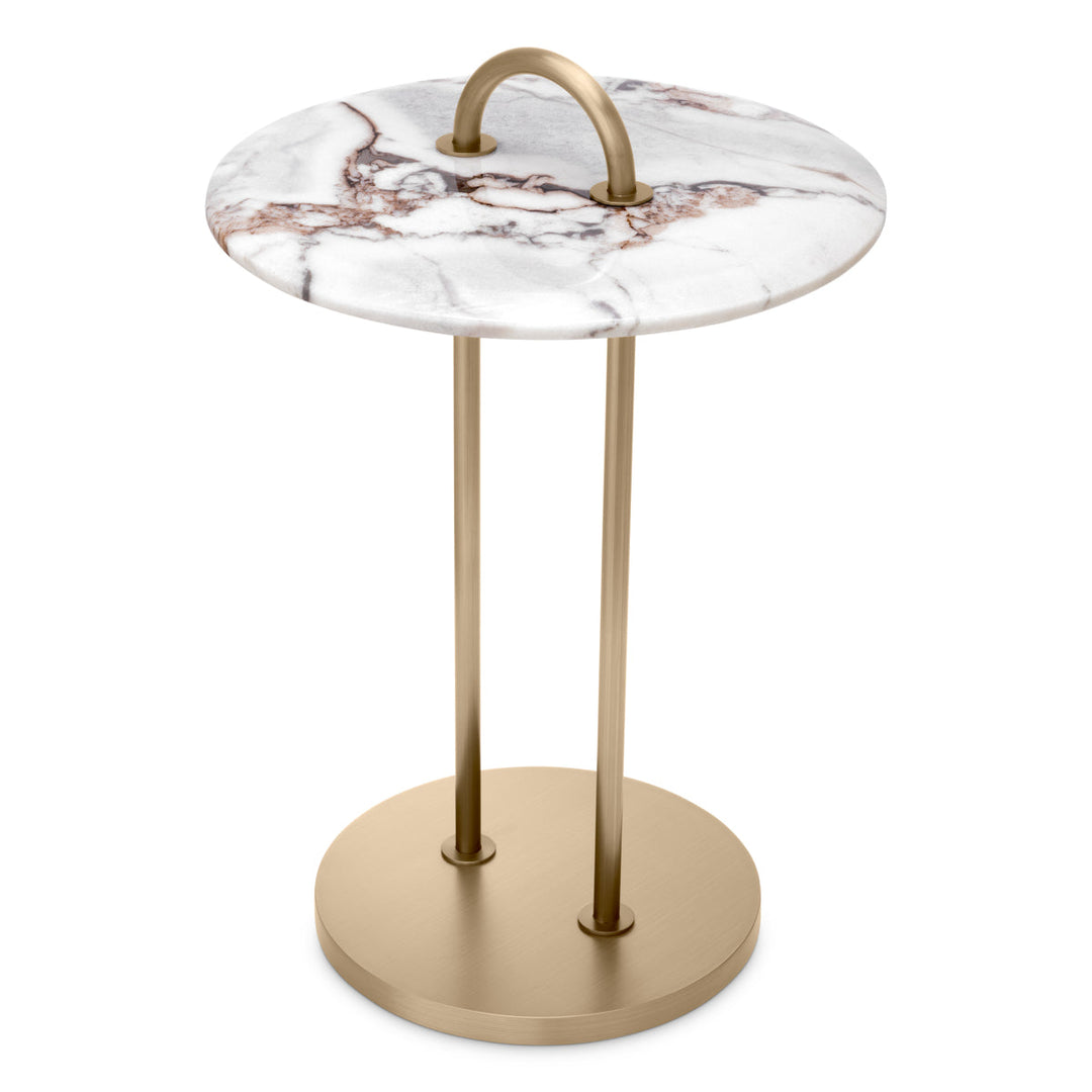 Side Table Zappa Brushed Brass Finish Marble Top Furniture Eichholtz