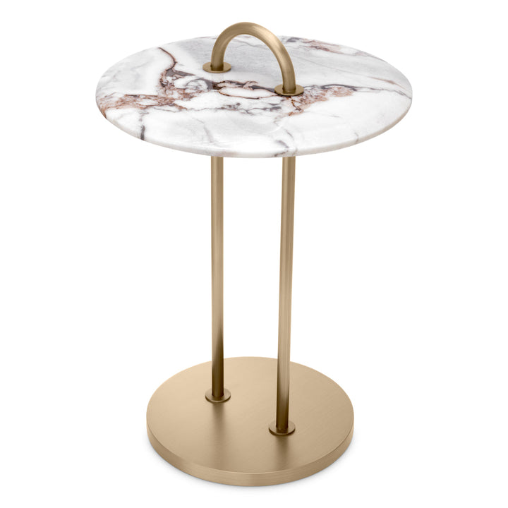 Side Table Zappa Brushed Brass Finish Marble Top Furniture Eichholtz
