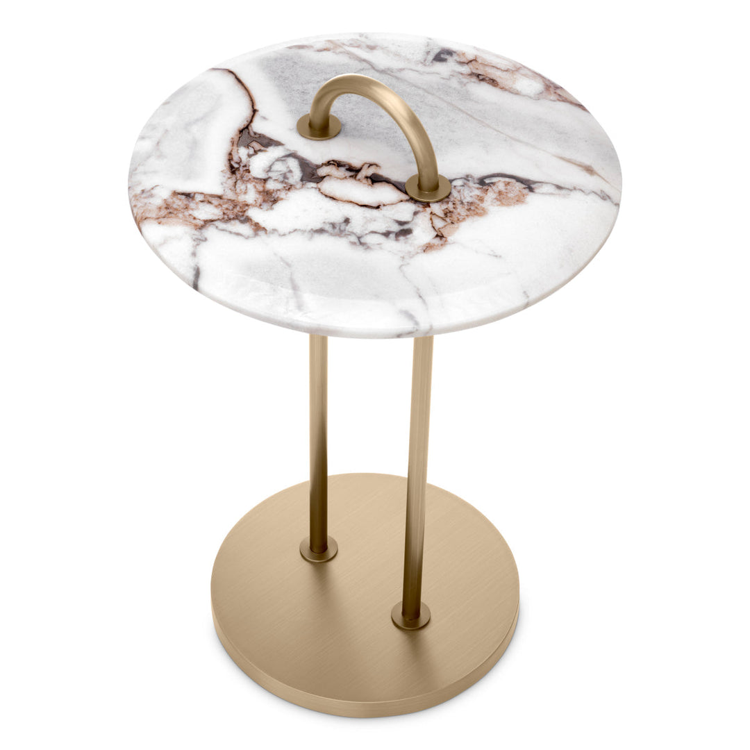 Side Table Zappa Brushed Brass Finish Marble Top Furniture Eichholtz