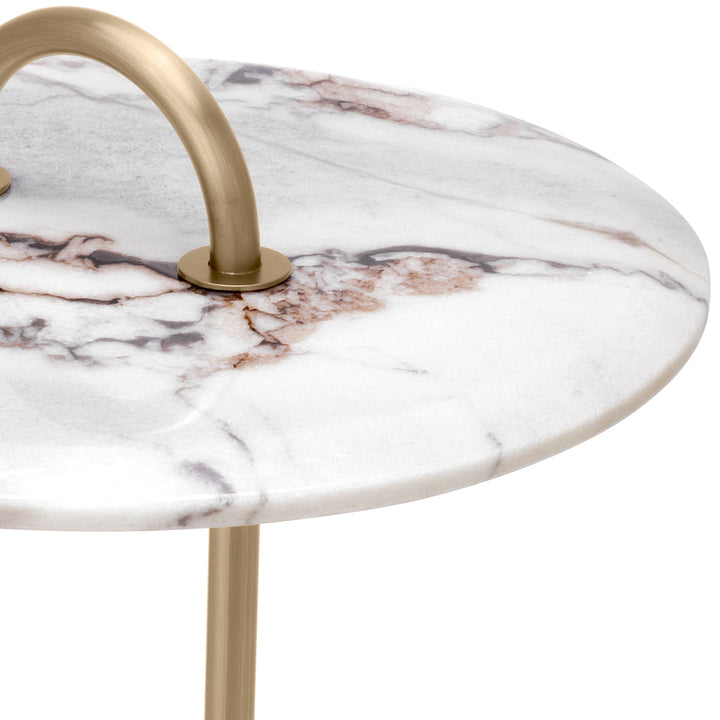 Side Table Zappa Brushed Brass Finish Marble Top Furniture Eichholtz