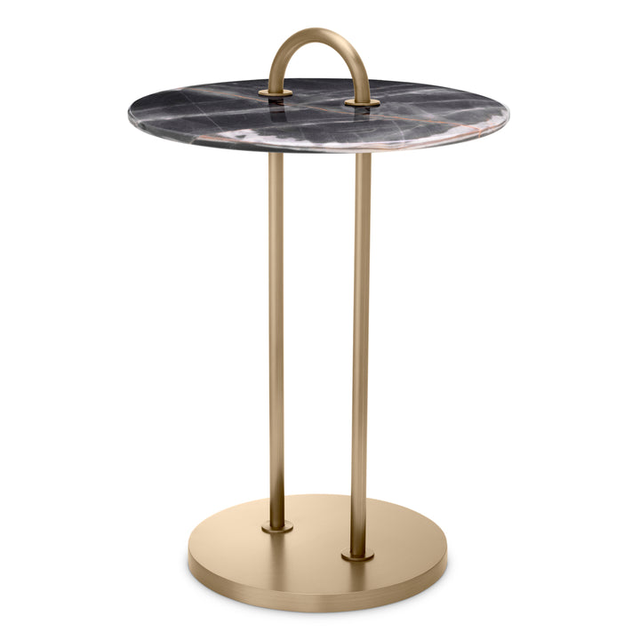 Side Table Zappa Brushed Brass Finish Black Marble Top Furniture Eichholtz
