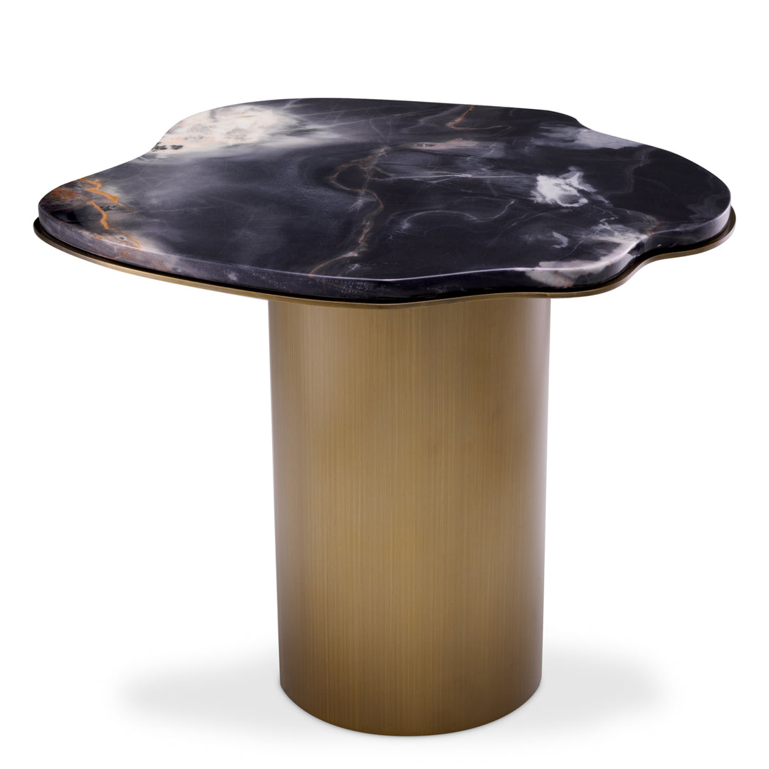 Side Table Shapiro Brushed Brass Finish Black Marble Top Furniture Eichholtz