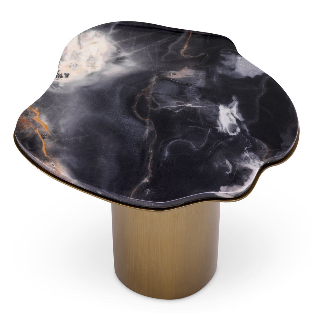 Side Table Shapiro Brushed Brass Finish Black Marble Top Furniture Eichholtz