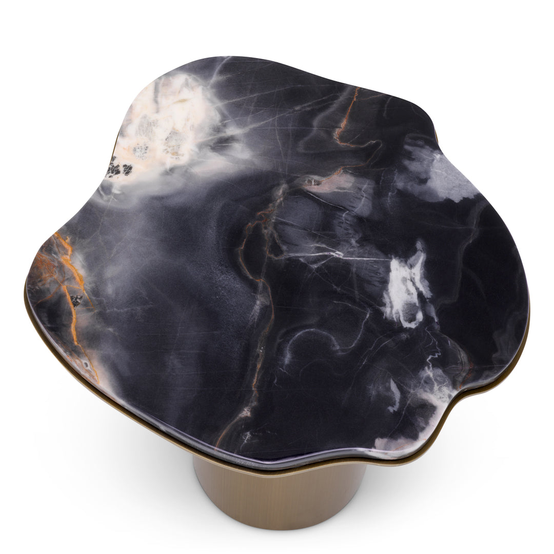 Side Table Shapiro Brushed Brass Finish Black Marble Top Furniture Eichholtz