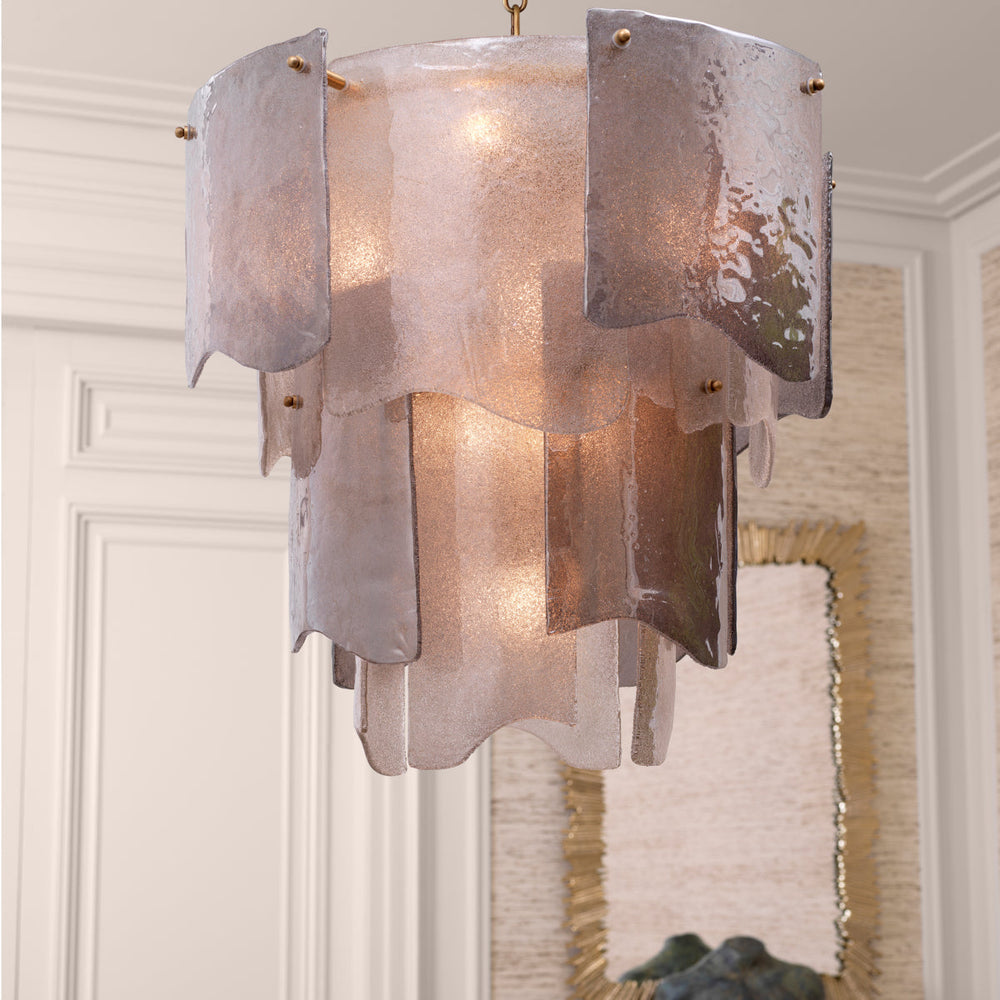 Chandelier Asinara S Antique Brass Finish Smoke Glass Lighting Eichholtz
