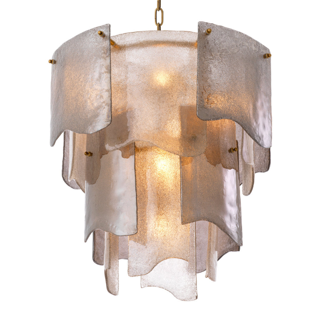 Chandelier Asinara S Antique Brass Finish Smoke Glass Lighting Eichholtz