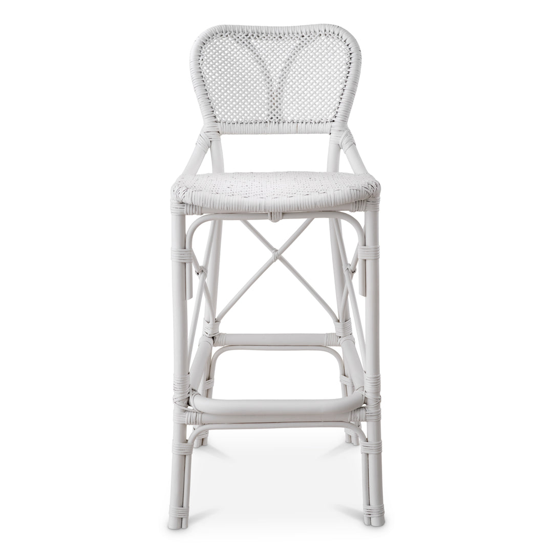 Bar Stool Colony Rattan Matte White Finish Chairs Eichholtz
