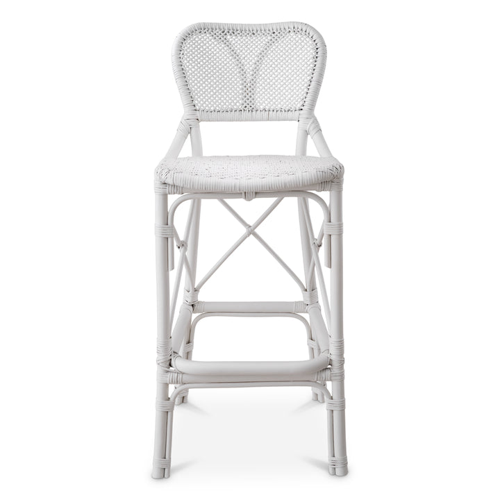 Bar Stool Colony Rattan Matte White Finish Chairs Eichholtz