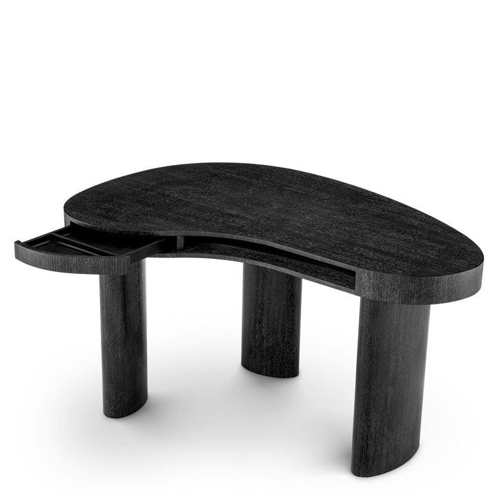 Desk Vence Charcoal Grey Oak Veneer Tables Eichholtz